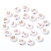100Pcs 7mm Acrylic Alphabet Beads Rose Gold Letter Loose Flat Round Beads For Jewelry Making Findings DIY Bracelet Earrings Gift