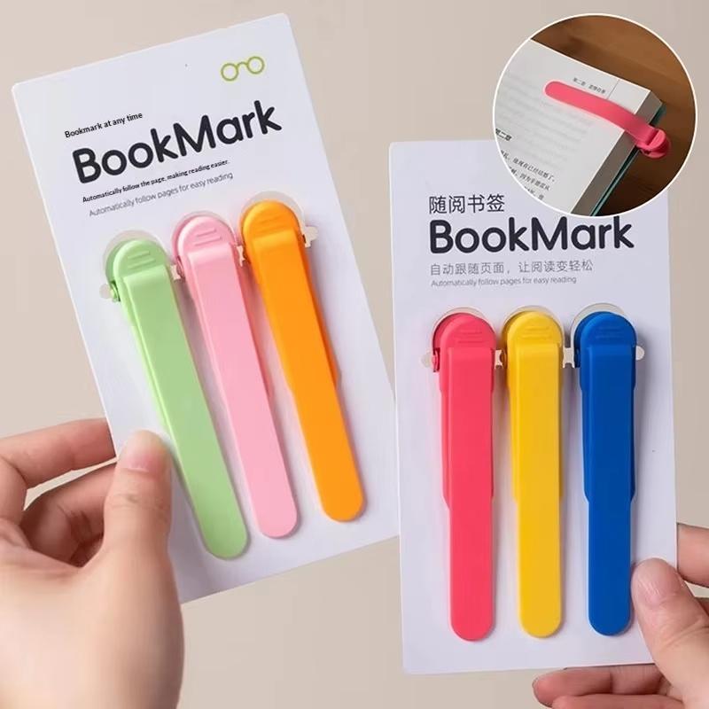 Automatic Page Following Bookmark 3Pcs Set Portable Flexible Non-Deformable Book Clip for Travel Commute Reading