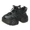 Fashion 7.5CM Women High Platform Sneakers Autumn Winter Lace-up Chunky Shoes Heels Thick Sole Casual Shoes Woman Sport Leather Sneakers