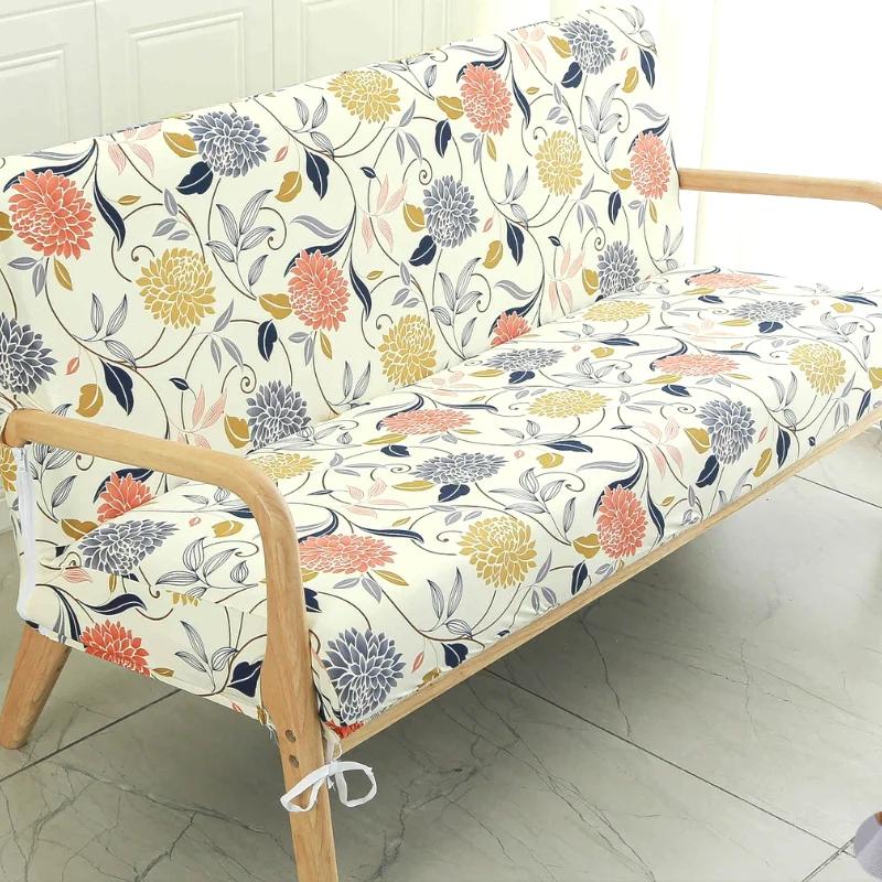 Printing Armless Futon Covers Stretch Futon Couch Cover Folding Sofa Bed Slipcover Furniture Protector with Elastic Bottom