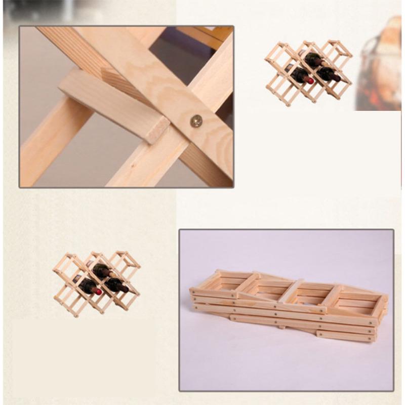 Elegant Foldable Solid Wood Wine Rack Bottle Stand Wine Holder Display ...