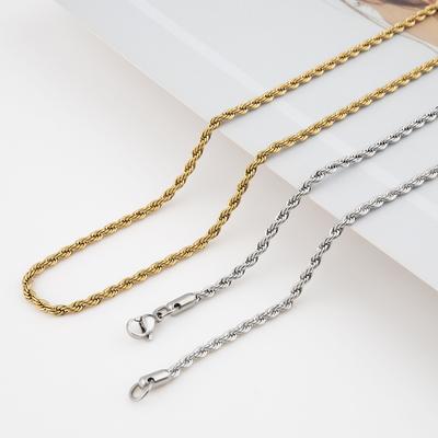 Catena a Maglia Torciglione in Acciaio Inossidabile, Galvanoplastica a Ritenzione Colore Sottovuoto, Collana Oro Inossidabile, Catena Uomo Hip-Hop in Acciaio al Titanio
