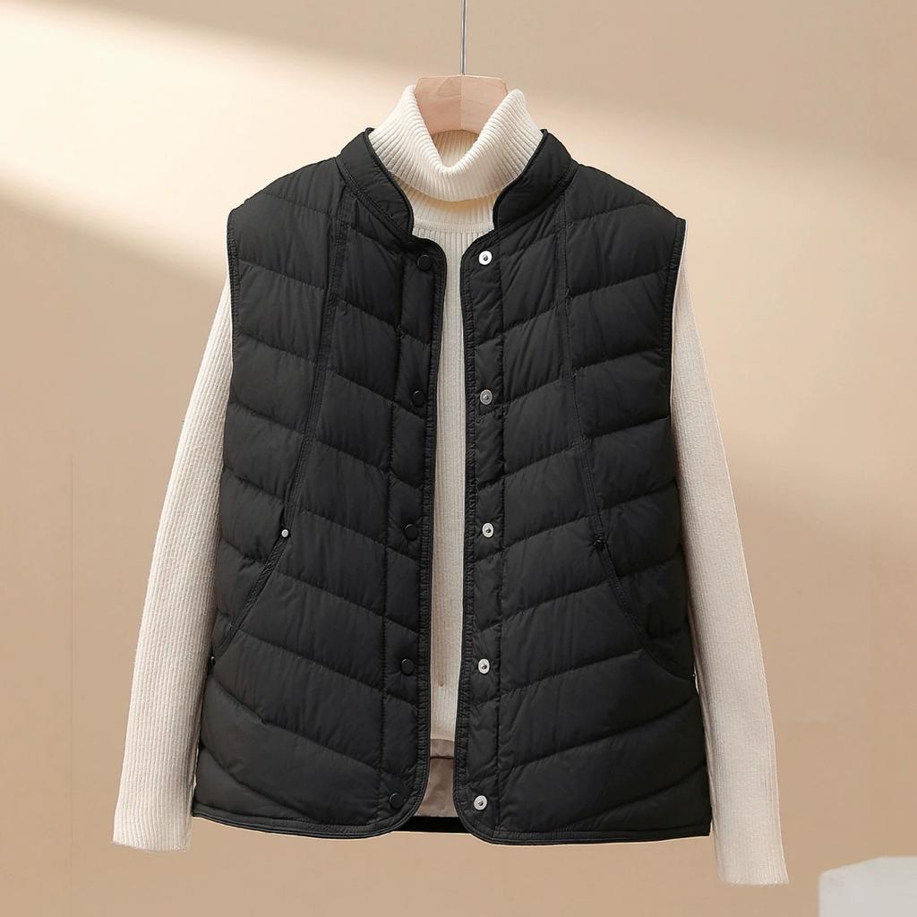 High-end literary temperament, light down jacket, vest, winter new small stand-up collar down jacket