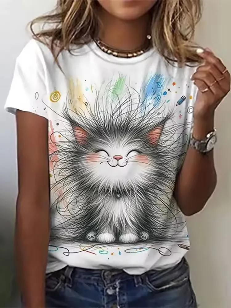 

Creative Fun 3D Printed T-shirt with Fashionable Neutral Cute Harajuku Style Casual Short Sleeves S