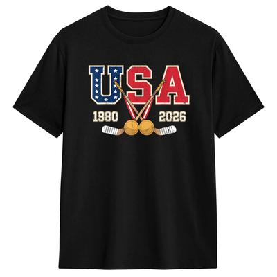 1980 and 2026 USA TShirt  Harajuku T Shirts ShortSleeve Streetwear Tops Summer Cotton Oversize Clothing
