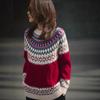 Women's European Style Fair Isle Jacquard Wool Sweater - Heavy Duty, Twisted Cable, Loose Fit, Autumn/Winter Thickened.
