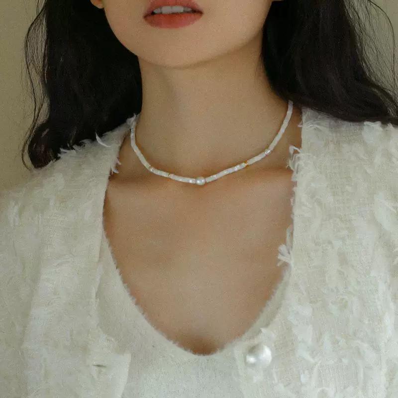 Wind Fashion Commuter Pearl Butterfly Shell Beaded Collarbone Chain Niche Design Versatile High Sense Necklace Women