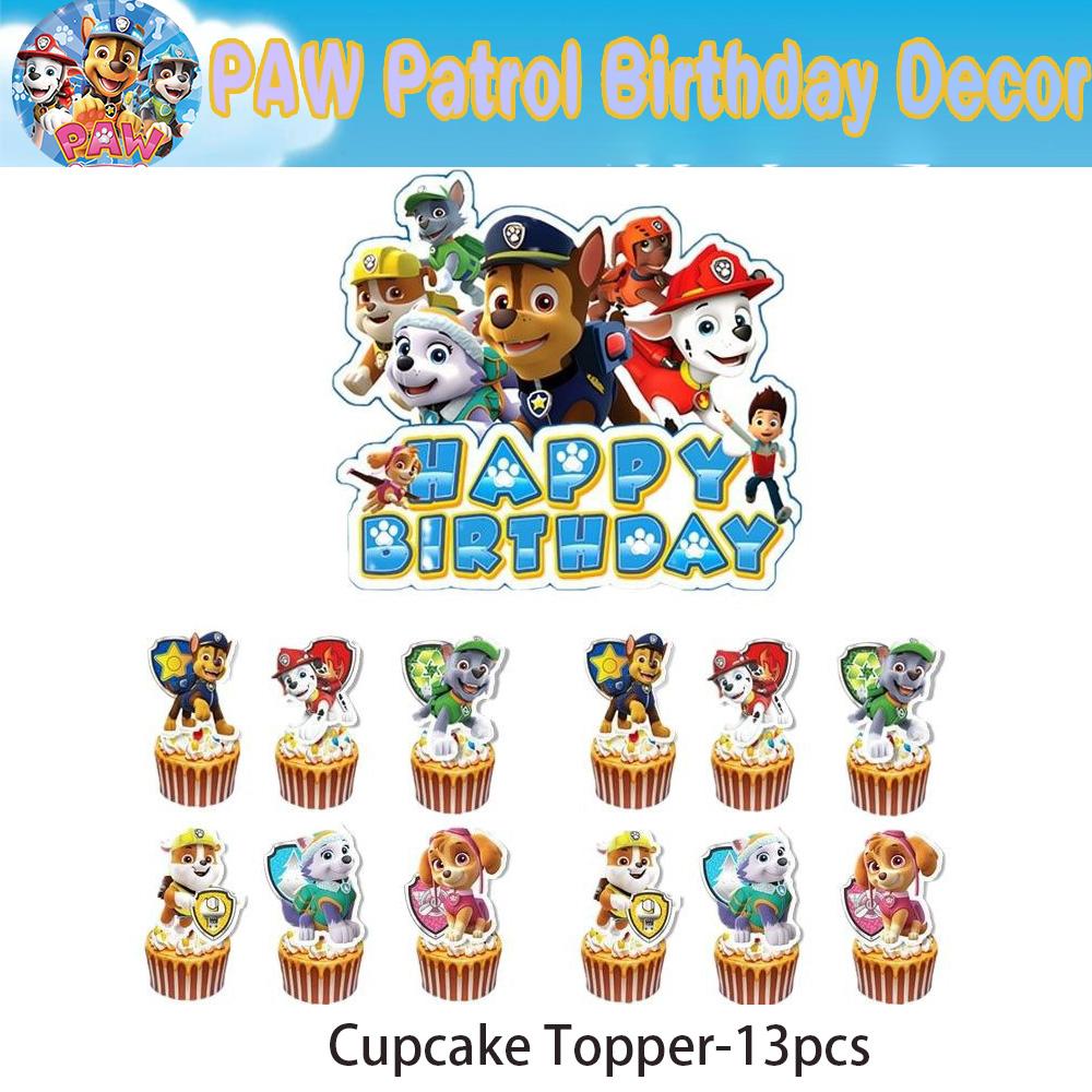 PAW Patrol Birth Date Decor Celebration Supplies Birth Date Celebration Disposable Tableware Collection Paper Board Napkin Balloon Infant Shower Decor