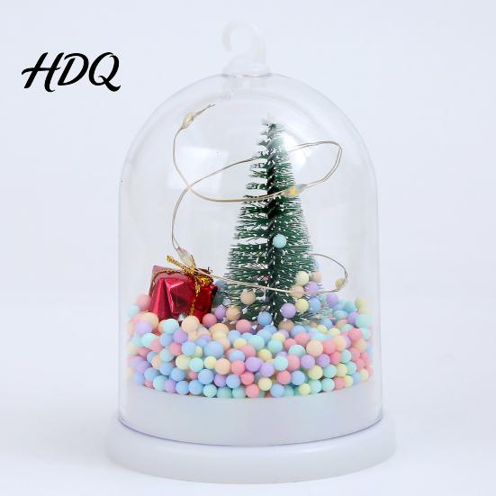 Portable Festive Night Lamp Christmas Tree In Dome with LED Light Mini Cedar Light Up Cute Winter Home Decor Ornament Battery Powered Decorative