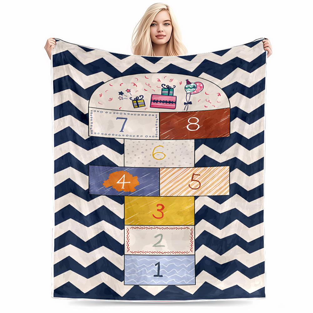 Hopscotch Games Keep warm with Gifts DesignFlannel blanket for bedroom, living room, sofa, and nap