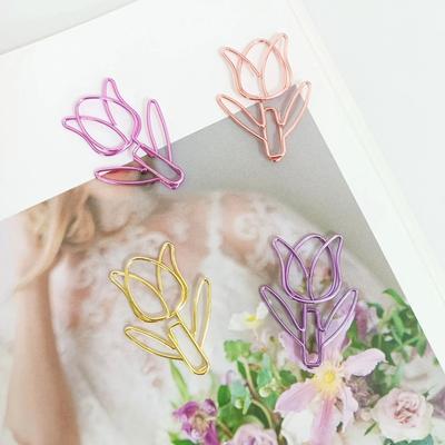 Mini Colored Paper Clip Metal Stationery Paper Clips Practical Colored Tulip Shaped Paper Clip