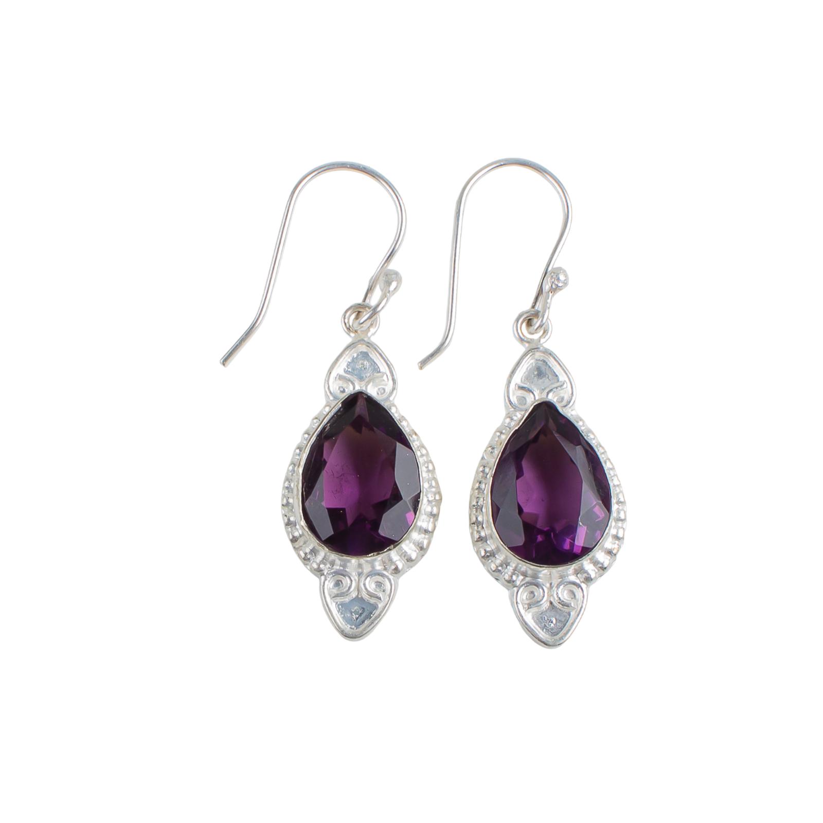

Amethyst Gemstone 925 Sterling Silver Handmade Earrings 1.80 Gift For Mother EE-42-9