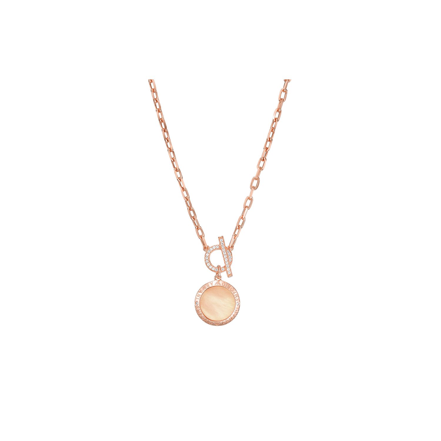 Emporio Armani Light Luxury Diamond-Studded Round Pendant Necklace Women necklace EG3562221 Shopping Bag