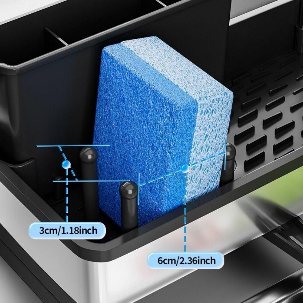 Self-draining Sponge Drain Rack Stainless Steel Sink Shelf Soap Sponge Holder  for Kitchen