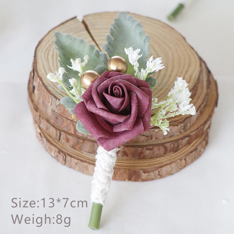 Flowers Wedding Corsage Pins White Pink Groom Men Wedding Witness Marriage Accessories Groom Boutonniere Wedding Classic Flower