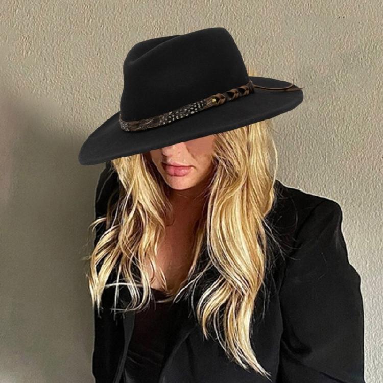 Wide Brims Wool Hat for Adult Stage Performances Hat Theme Party Costume Hat Masquerades Dressing Hat Music Festival Hat