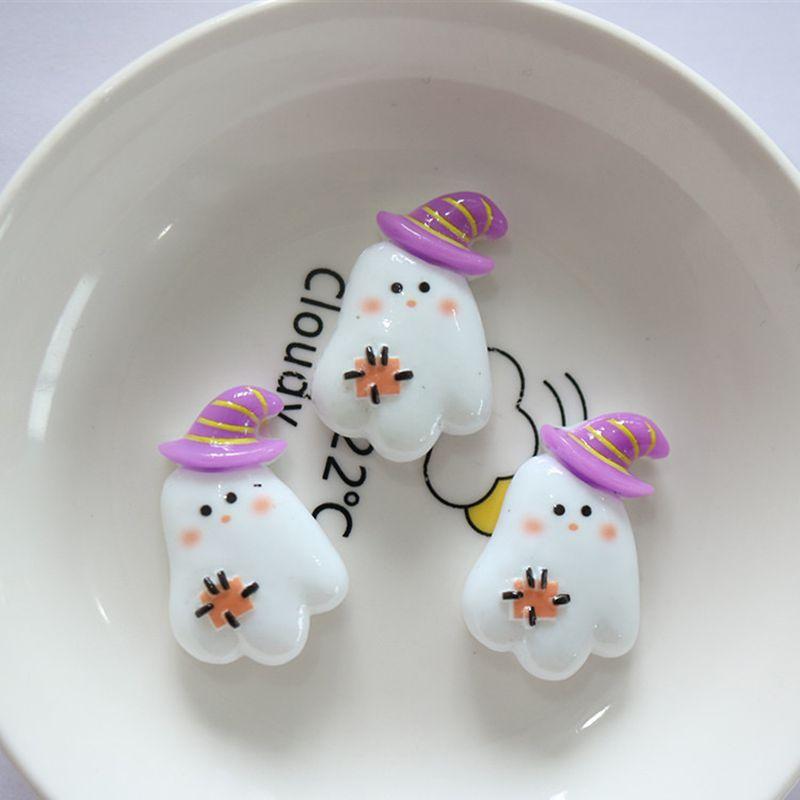 10 Pcs Cute Cartoon Halloween Ghosts, Skeletons, Pumpkins Flat Back Resin DIY Jewelry Hairpin Craft Decoration Accessorie