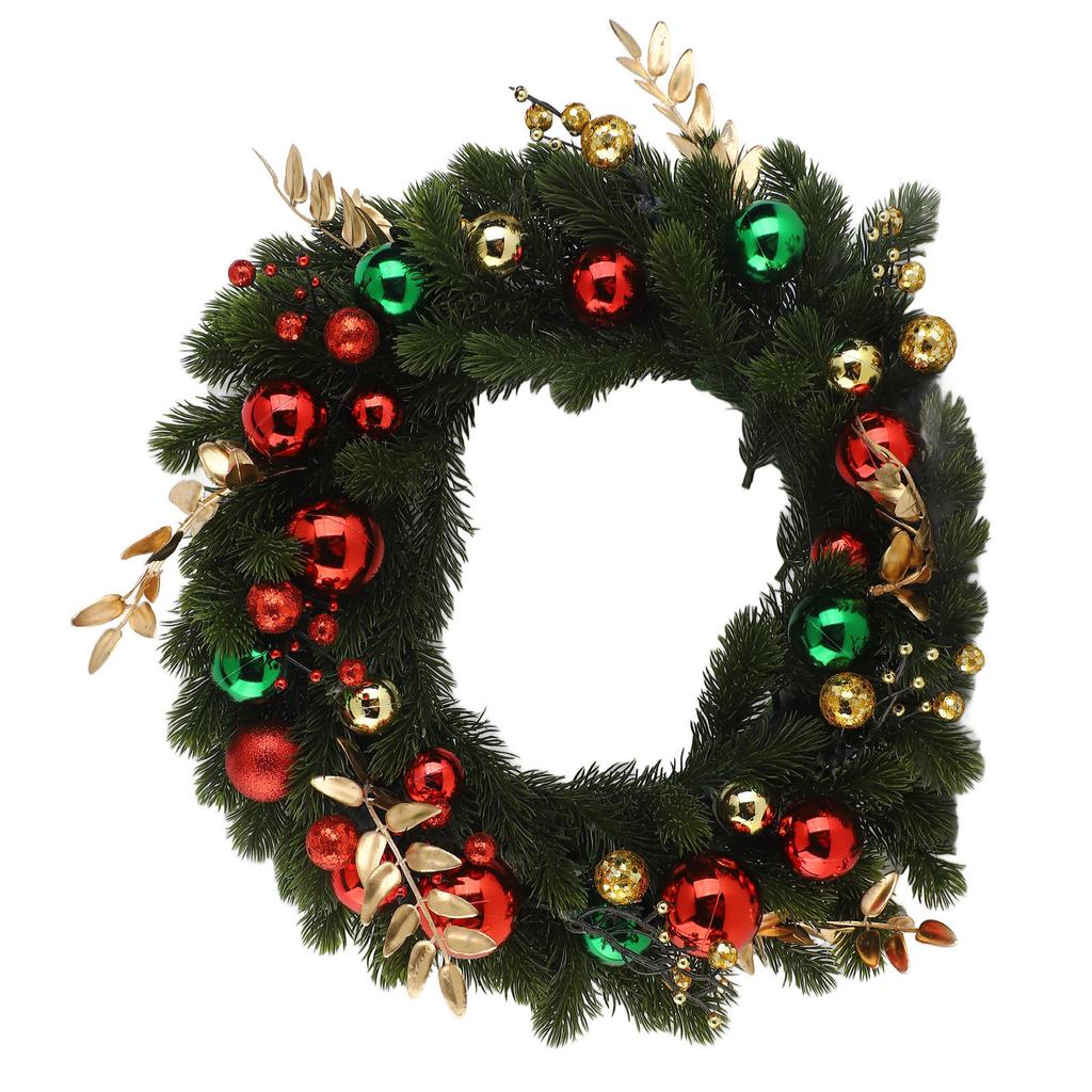 Xmas Wreath 50CM Artificial Decorative Front Door Hanging Wreath with Light for Holiday Home Decor