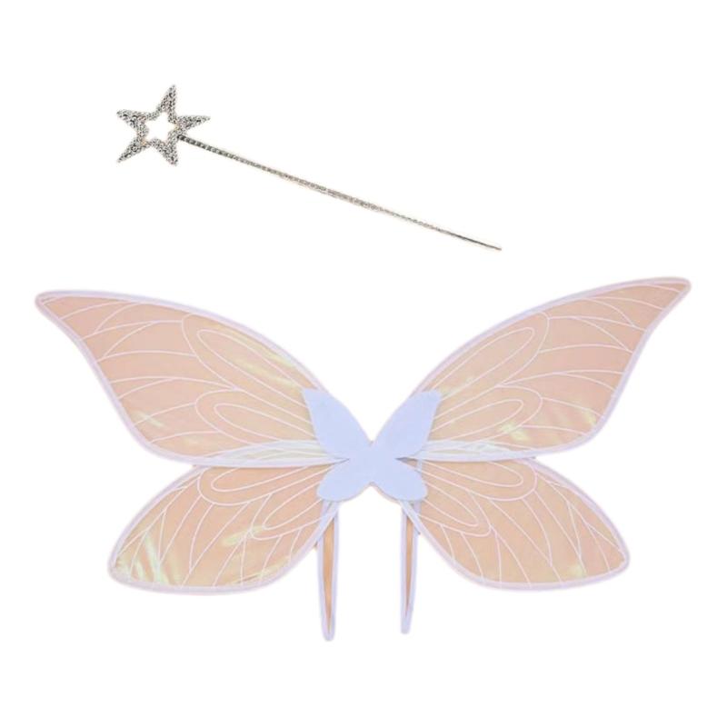 Zestaw Skrzydeł Motyla i Różdżki Gwiazdy Cosplay Skrzydła i Różdżka Wróżki Strój Motyla dla Dziewczynki Boże Narodzenie Maskarady