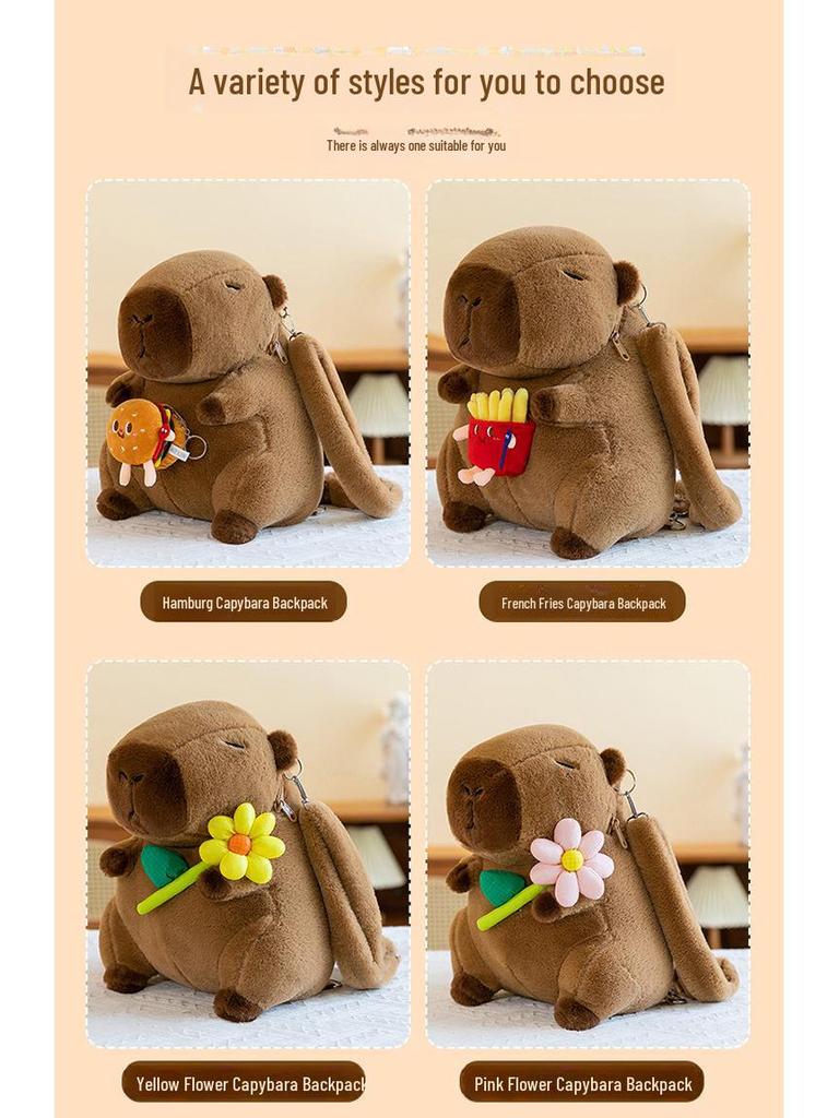 Capybara Cartoon Plüschrucksack für Kinder – Süße, trendige und beliebte Spielzeugpuppe