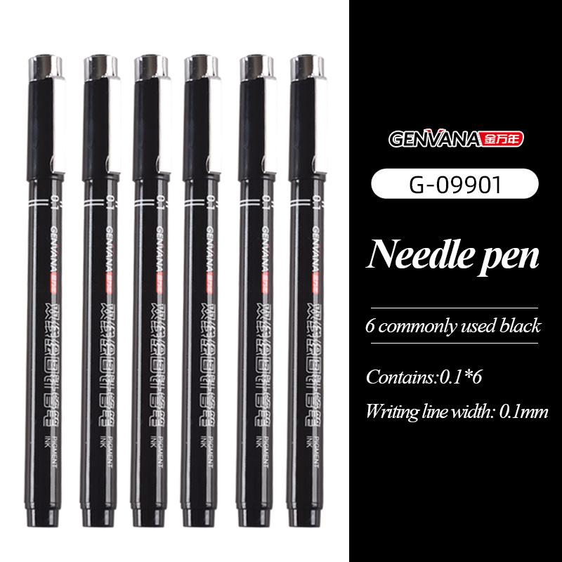 GENVANA 0.5/0.3/0.1 Mm Double Line Drawing Needle Pen Double-head Professional Drawing Art Marker Pen School Art Supplies