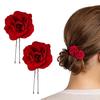 Multibrite Kleine Rote Rosen Haarspange, Haarnadeln für dickes & dünnes Haar, Künstliche Blumenclips für Hochzeit, Party & Alltägliche Tage, Juda U-Nadeln, Styli