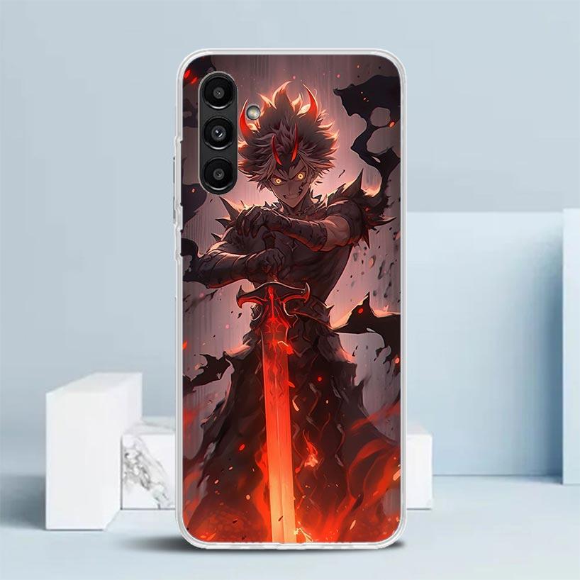 Black C-Clovers Anime Phone Case For Samsung Galaxy A17 A37 A57 A16 A15 A14 A13 A56 A55 A54 A53 A36 A35 A34 A33 A26 A25 A24 A23