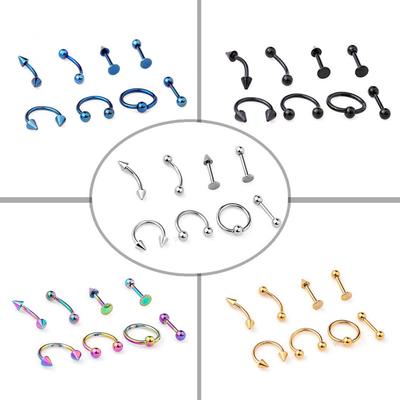 8 Stücke Mixed Style Lippe Zunge Augenbraue Nasenring Barbell Piercing Schmuck