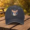 Chihuahua Portret Print Gewassen Denim Baseballpet Verstelbare Casual Katoenen Hoed