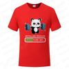 Funny Panda Gym Print T-Shirt Unisex Tees for Men Women O-neck Casual Short Sleeved Weightlifting Installing Muscles Basic Tops