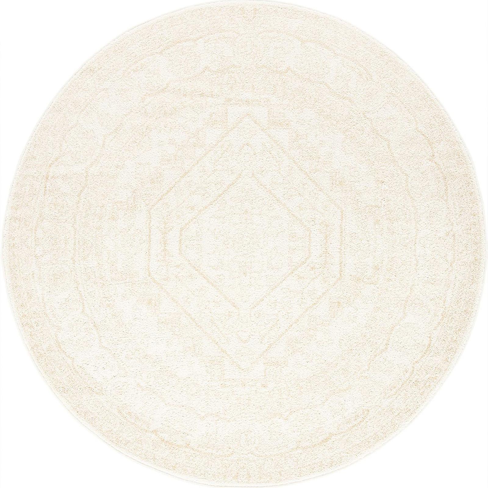 

Modern Round Rug with Textured Design for Living Room Decorations Ivory Color (60 90 120 150 160 180cm Diameter) 60cm x 60cm