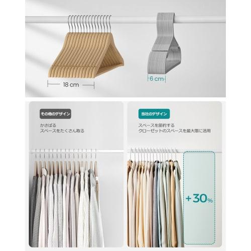 SONGMICS 50 Stück Kunststoff Kleiderbügel mit breiten Schulterlöchern, platzsparend, 41,6 cm breit, Grau, CRP010G01