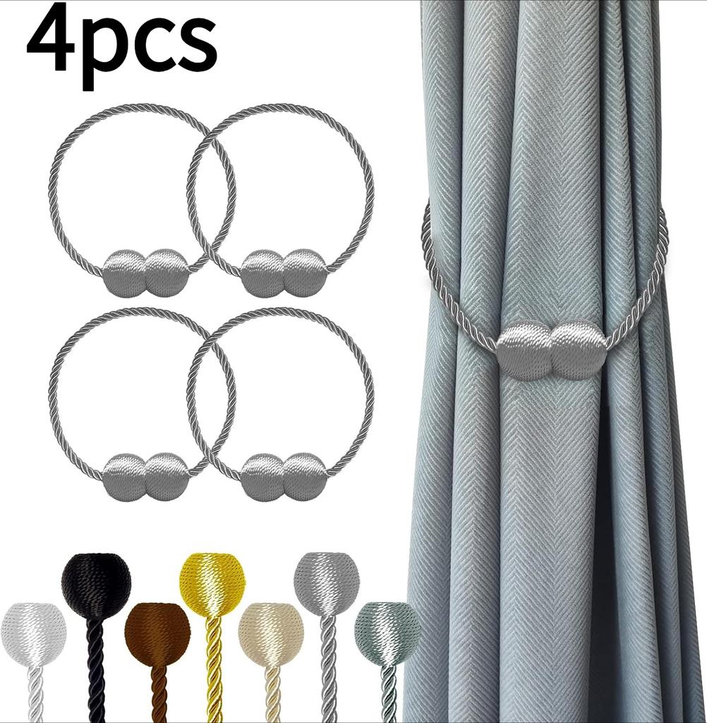 4pcs Sturdy Magnetic Curtain Holders - Robust Design, Elegant And Minimalist Curtain Clips with Powerful Magnetic Fastening