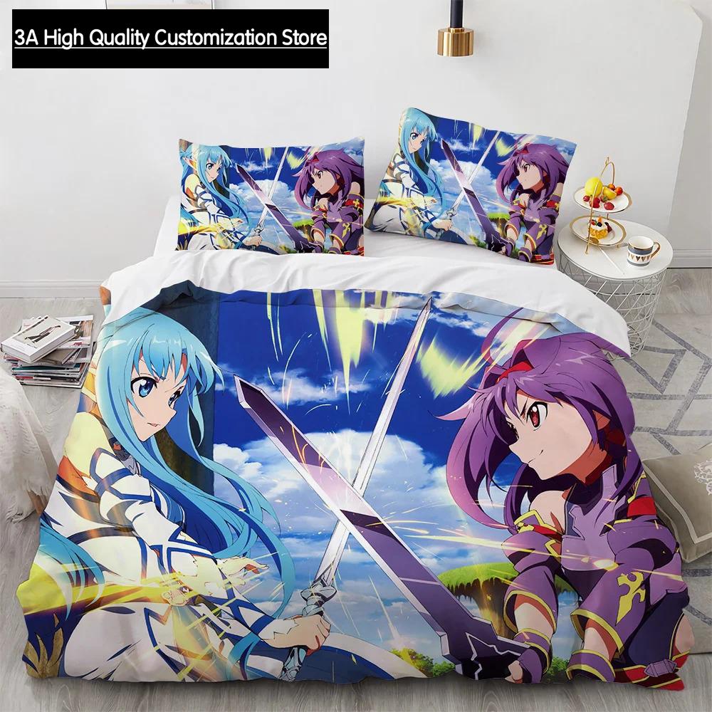 Sword Art Online Bedding Set Anime Duvet Covers King Queen Double Twin Size Adults Boys Bed Linens Single Double Size Decor Home