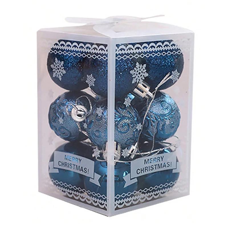 12Pcs/Set Christmas Ball Xmas Tree Pendant Decoration Glitter Bauble for Wedding Home Party New Year Indoor Hanging Gifts