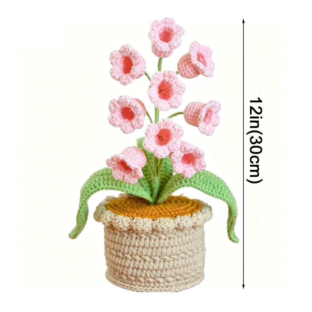 Lily of The Valley Lamp,Crochet Artificial Flowers with Night Lights,Cordless Table Lamp- Women Gift Ideas,Desk Home Decorations