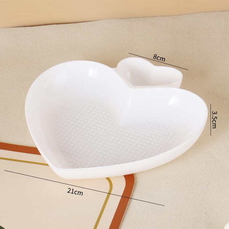 ZISIZ Heart-Shaped PP Dumpling and Fries Plate with Vinegar Dish