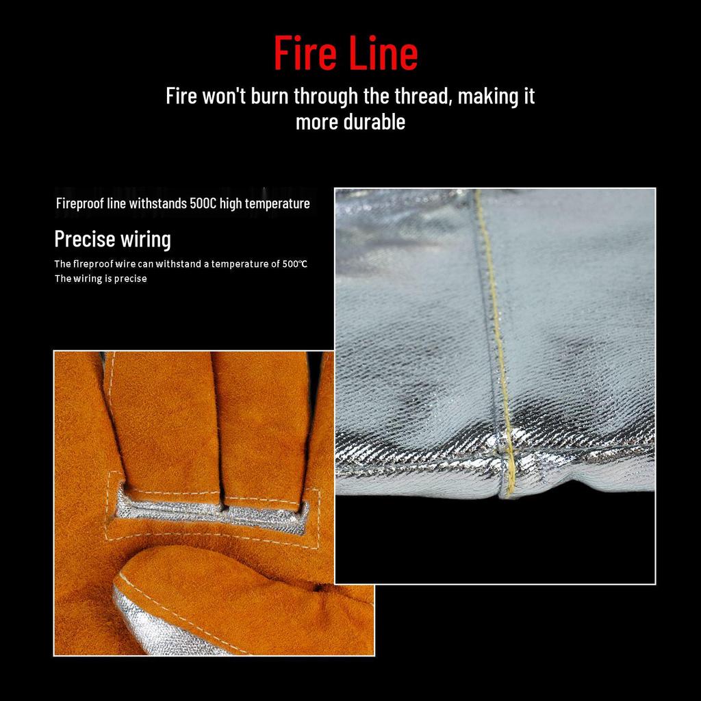 Heat-Resistant Aluminum Foil Gloves - Flame Retardant, Anti-Scald, Durable, Thickened Industrial Baking Gloves for High Temperatures (300°-500°C)