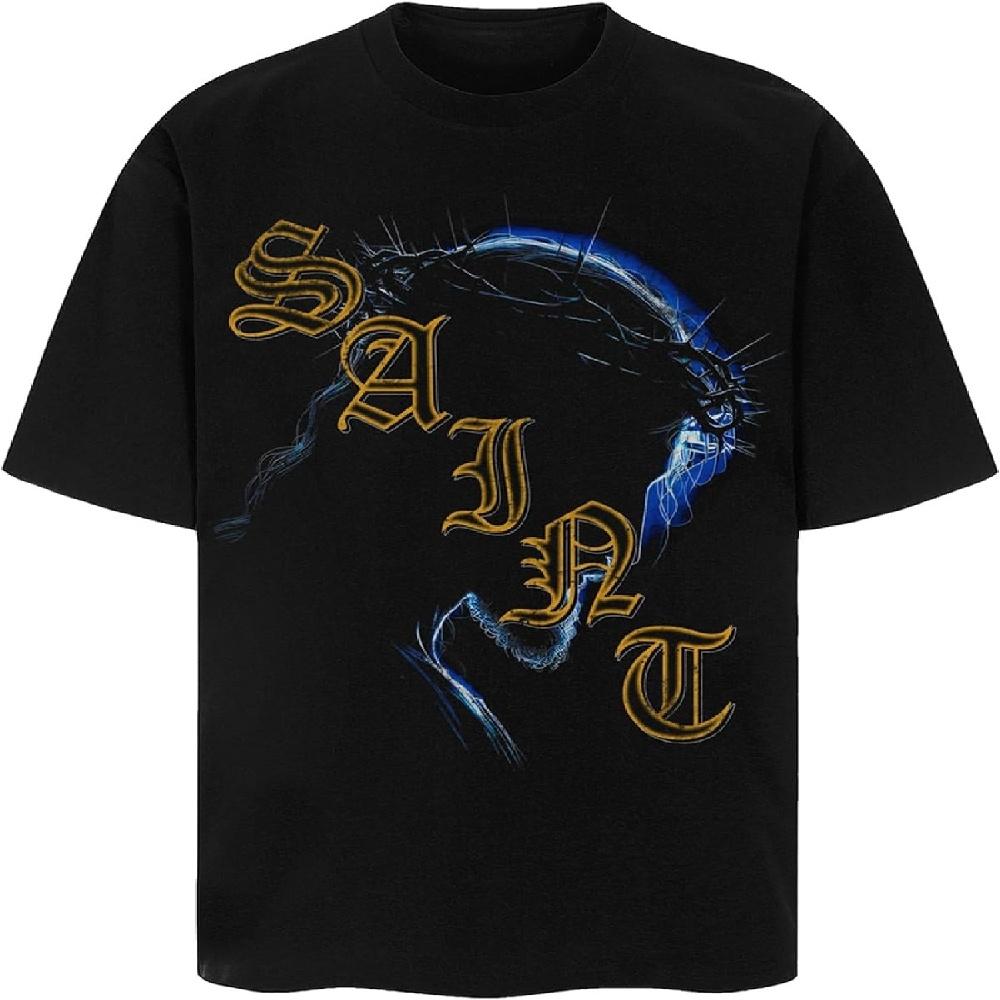 

Arnodefrance Unisex Vintage Graphic Tshirt Saint Printing Streetwear Tshirts Hip Hop Teeshirt Cotton Short Sleeve Shirt XXXXXL чорний