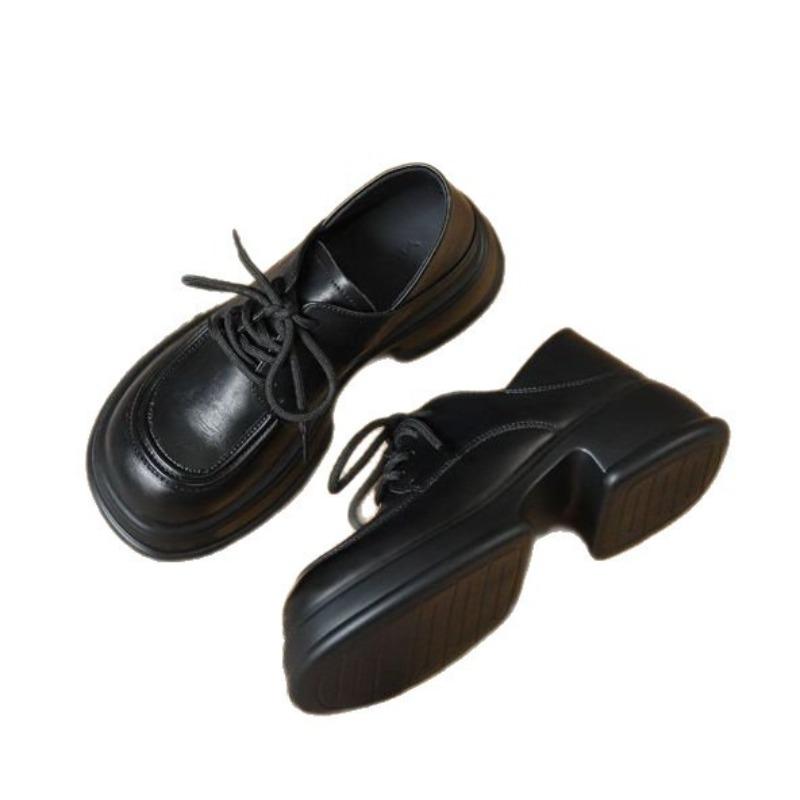 Small leather shoes women's autumn new thick-soled shoelaces soft-soled muffin retro versatile loafer single shoes