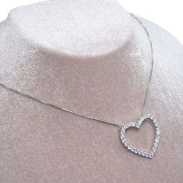 

heart Diamond 1.00ct Necklace K18 white gold Silver Women Used