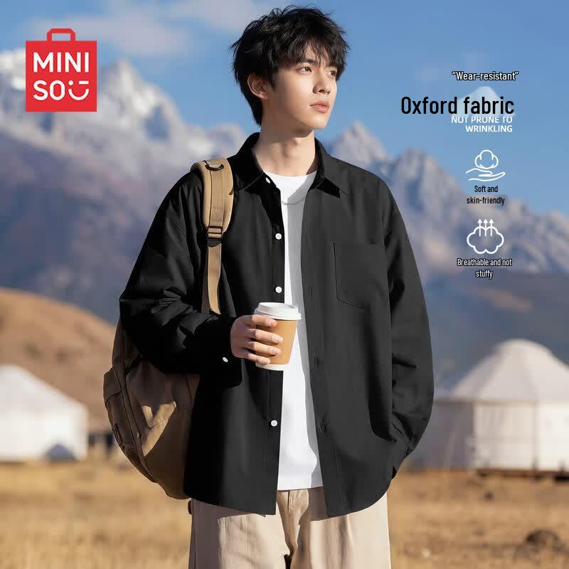 MINISO Men s Loose Fit Oxford Long-Sleeve Shirt XL