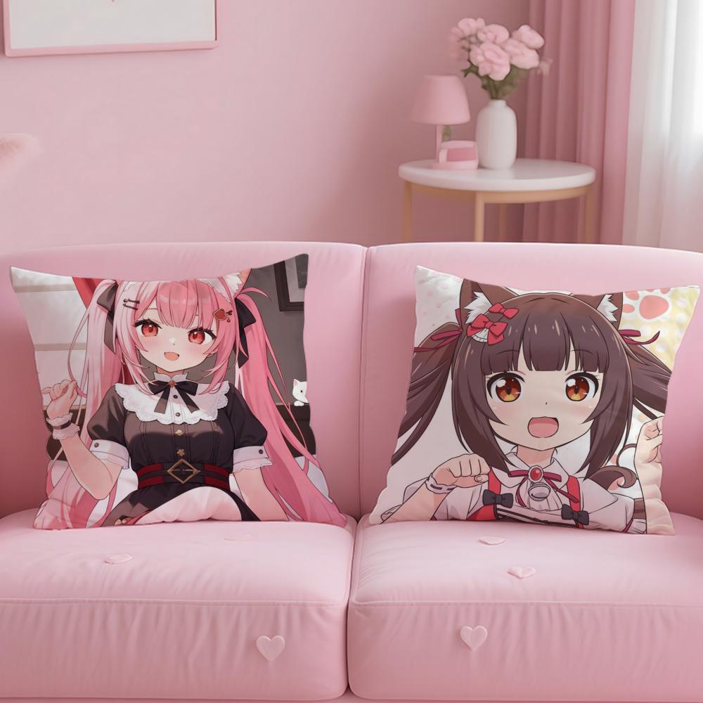 cat girl cute N-NekoparaS Cushion Cover Comfortable Reversible Pillow Cover Ideal for Car Sofa Bedroom & Beyond
