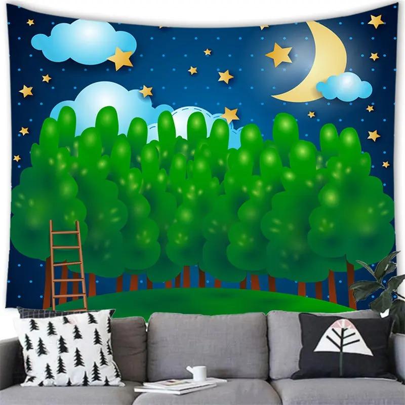 Cartoon Moon Stars Decorative Tapestry Office Living Room Decoration Home Wall Tapestry