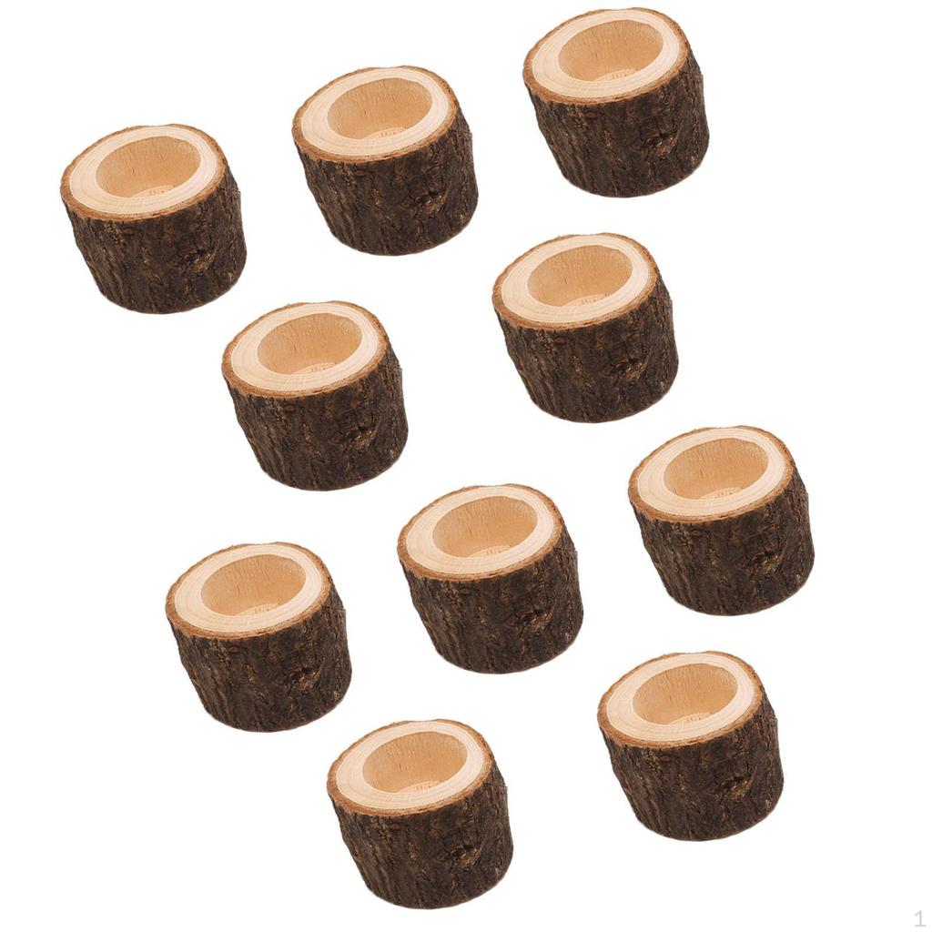 10 Pack Wooden Tea Light Candle Holders for Birthday Prayer Housewarming Party Taper Candles