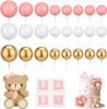 29 Pcs Bear Cake Topper Baby Shower Cake Decorations Cute Bear BABY Letter White Foam Balloon for Baby Shower Cake Topper Kids