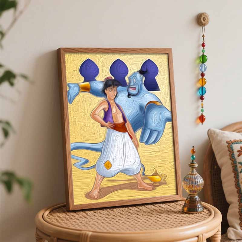 Disney Aladdin Genie DIY Oil Painting Art Painting Kit Home Wall Decor Handmade Gift for Home Living Room Bedroom Craft Decoration