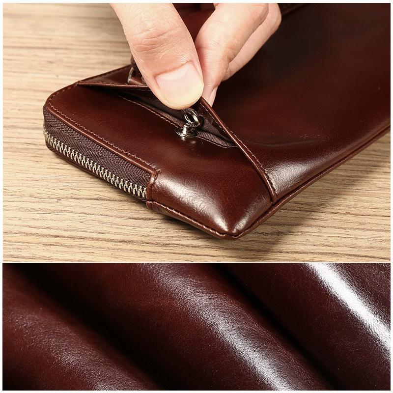 Hochwertige, modische Herren- und Damen-Handy-Geldbörse, Kartenhalter, Geldbörse, Reißverschluss, großes Fassungsvermögen, lange Clutch-Geldbörsen für Männer mit Handschlaufe