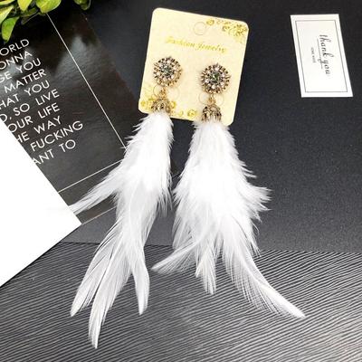 Vintage Winter Plush Feather Stud Earrings Temperament Long Fringed Bohemian Earrings Women's Vacation Ear Accessories
