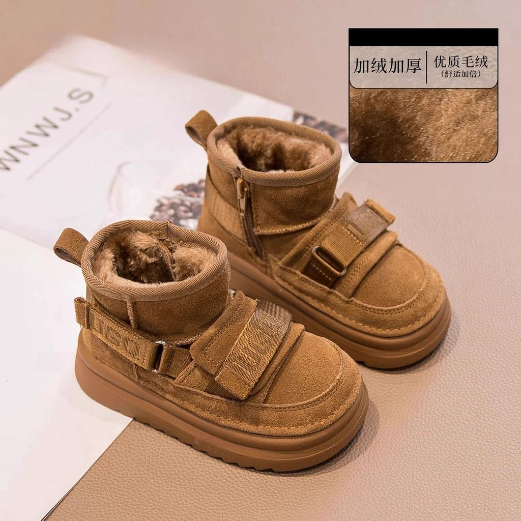 Trendy brand children's snow boots winter boys' large cotton shoes thickened boys' velvet shoes girls' shoes medium and large children's cotton shoes